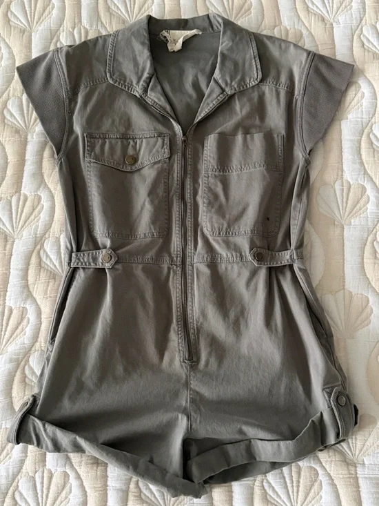 Anthropologie Pilcro Sleeveless Utility Romper | Size S | Green - Picture 1 of 10